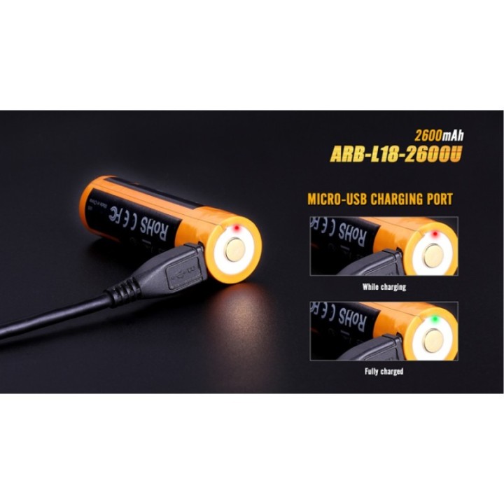 Acumulator Fenix ARB-L18-2600U, 18650, 2.600 mAh — detaliu 2