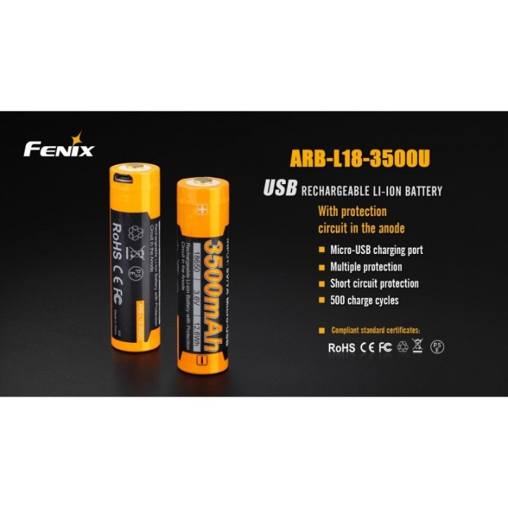 Acumulator Fenix ARB-L18-3500U, 18650, 3.500 mAh — detaliu 1