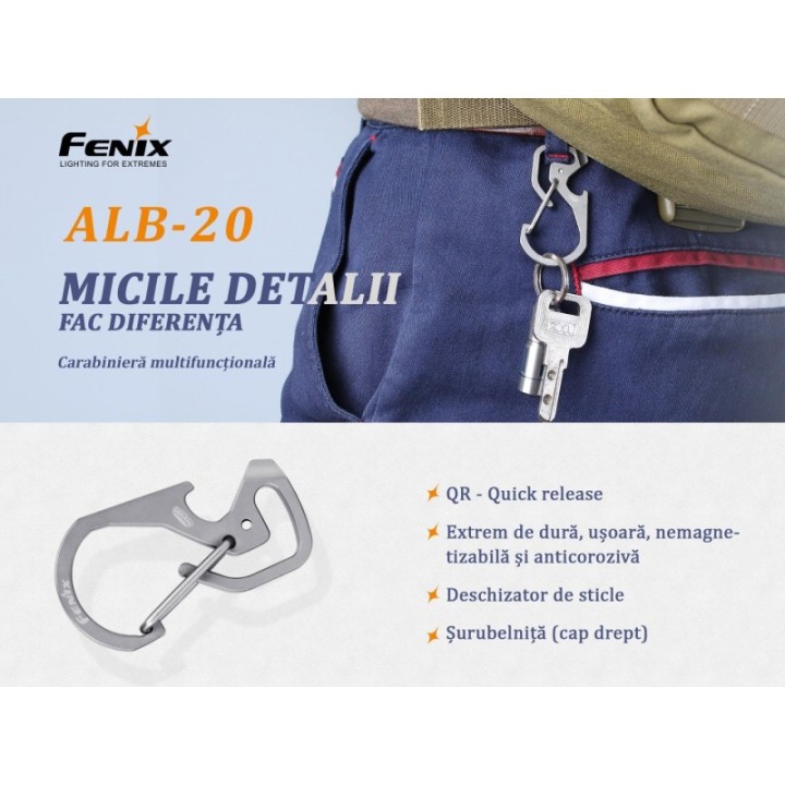 Carabinieră multifuncțională Fenix ALB-20 din titan — detaliu 1