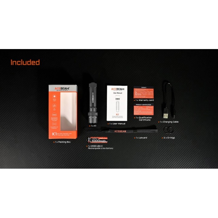 Acebeam K1-BLACK – Conținutul pachetului negru