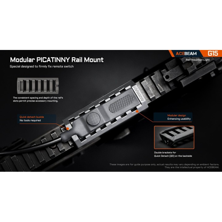 Acebeam ARPS-R09 pentru G15, utilizare în suport Picatinny; suportul și lanterna nu sunt incluse