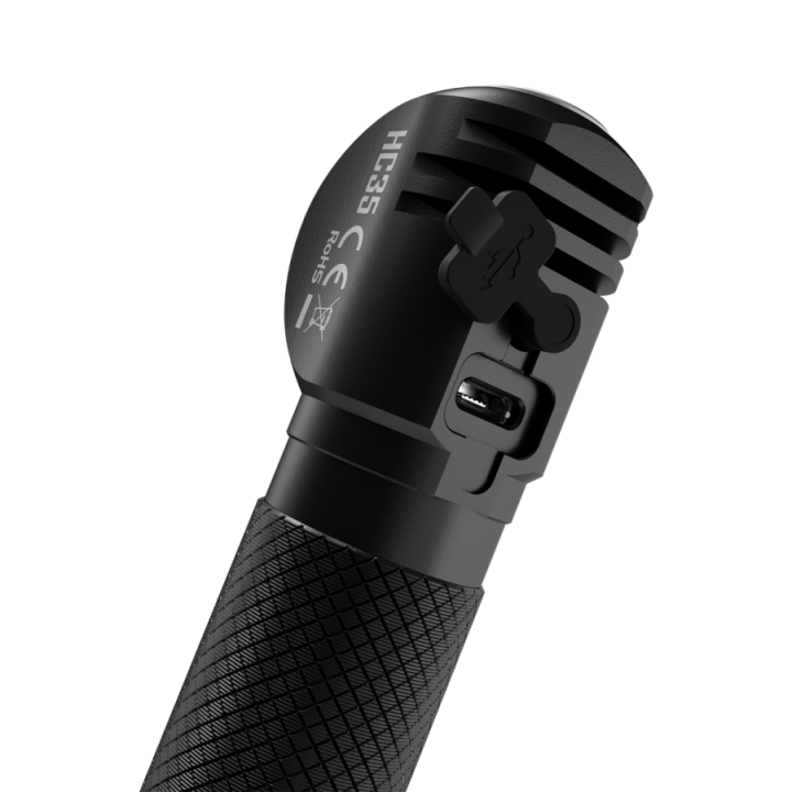 Nitecore HC35 — lanternă frontală, 2700 lm, 134 m — detaliu și utilizare