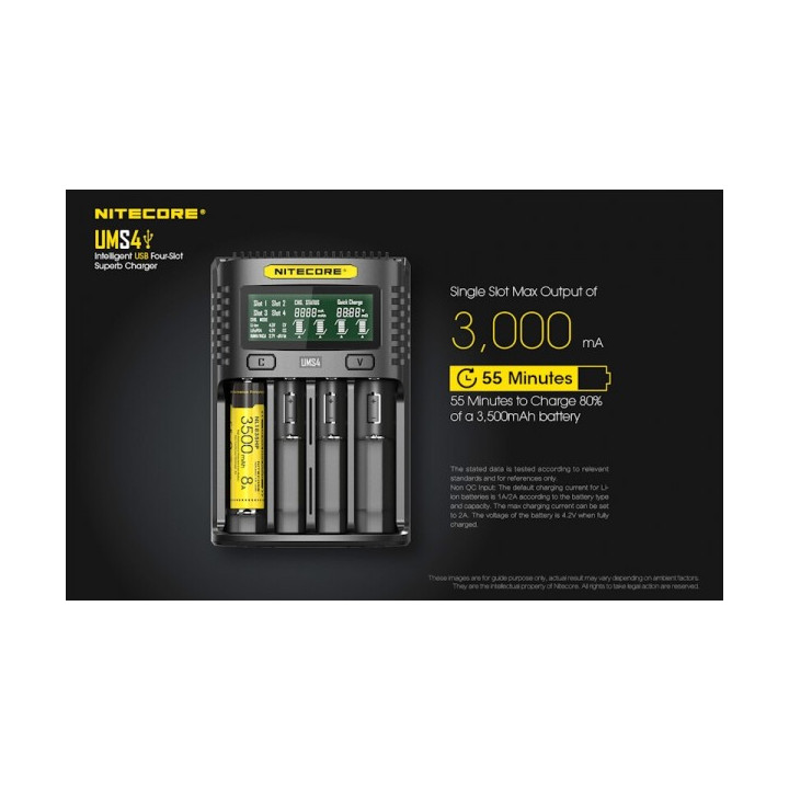 Nitecore UMS4 USB-C — încărcător inteligent cu 4 sloturi — detaliu și utilizare