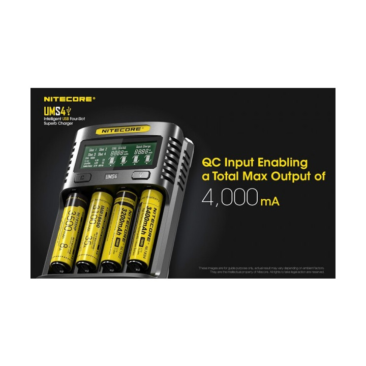 Nitecore UMS4 USB-C — încărcător inteligent cu 4 sloturi — detaliu și utilizare