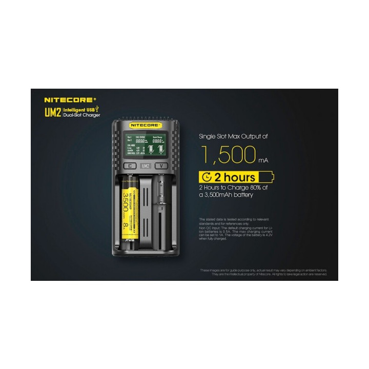Nitecore UM2 USB-C — încărcător inteligent cu 2 sloturi — detaliu și utilizare