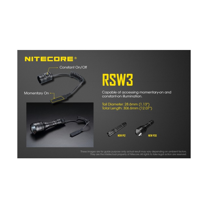 Nitecore RSW3 — întrerupător cu fir pentru NEW P12, NEW P30 și MH12 V2 — detaliu și utilizare