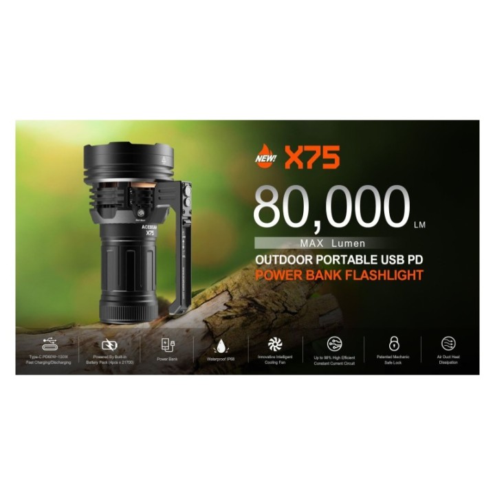 Acebeam X75 - Lanterna reincarcabila 80000 lumeni - 6
