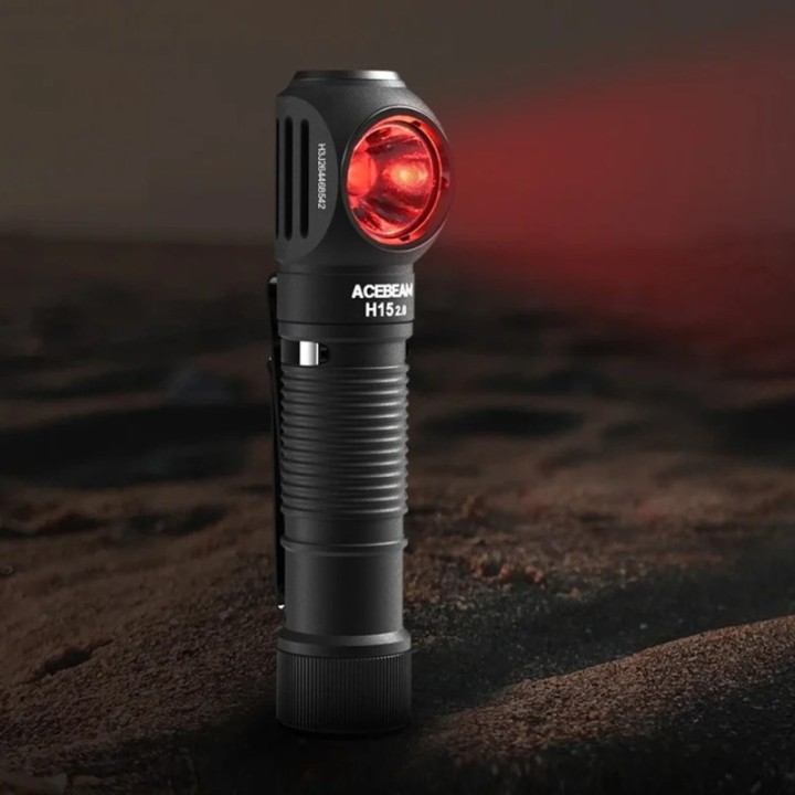 Acebeam H15 2.0 — frontală USB-C, alb și roșu | Elanterna