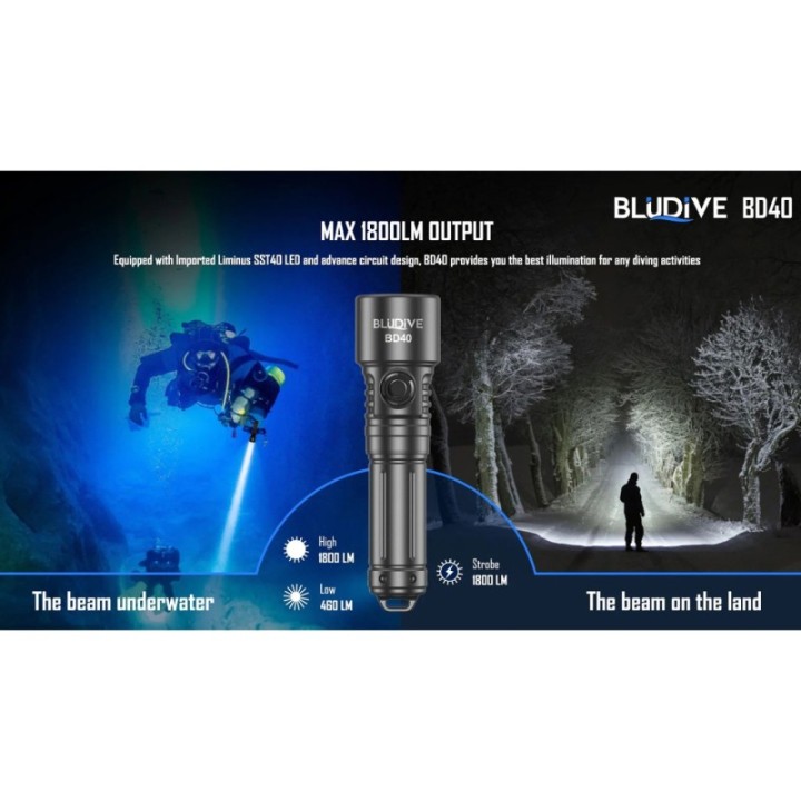 Bludive BD40 - Lanterna scufundari reîncărcabilă | Elanterna