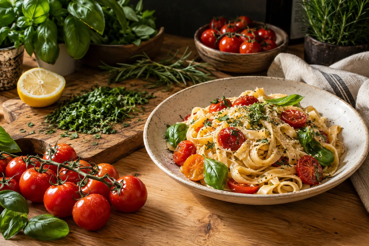 Ingrediente proaspete și verdețuri pentru o masă pregătită acasă